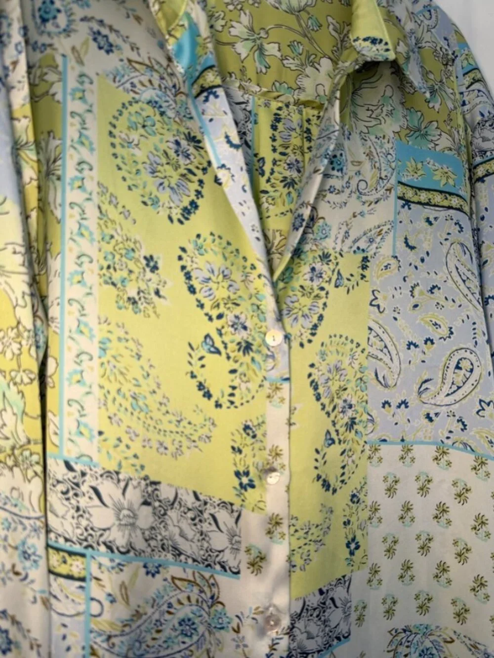 Zara Paisley Patchwork Button up Blouse - XXL - Picture 3 of 6